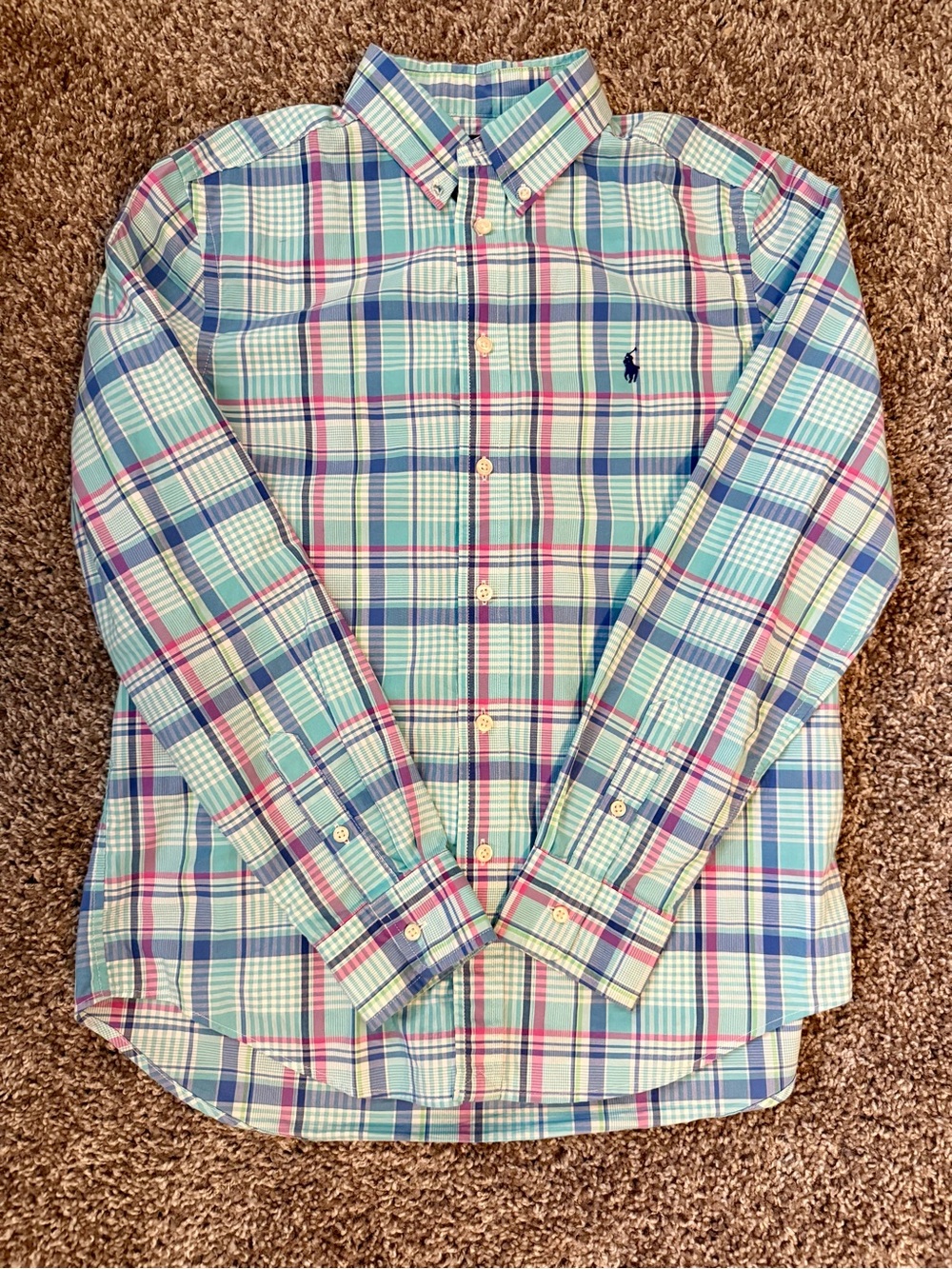 EUC Boys Ralph Lauren Plaid Button Down, Size L (14/16)
